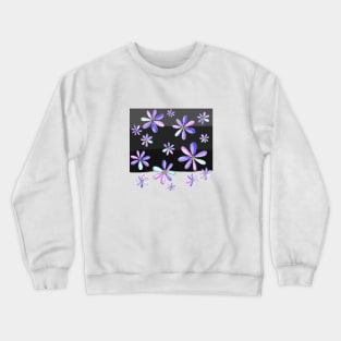 A Shower of Daisies - Hand Drawn with Pretty Pastel Pink and Purple Petals Crewneck Sweatshirt